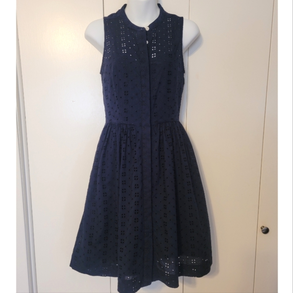 J. Crew Navy Blue Eyelet dress, XS